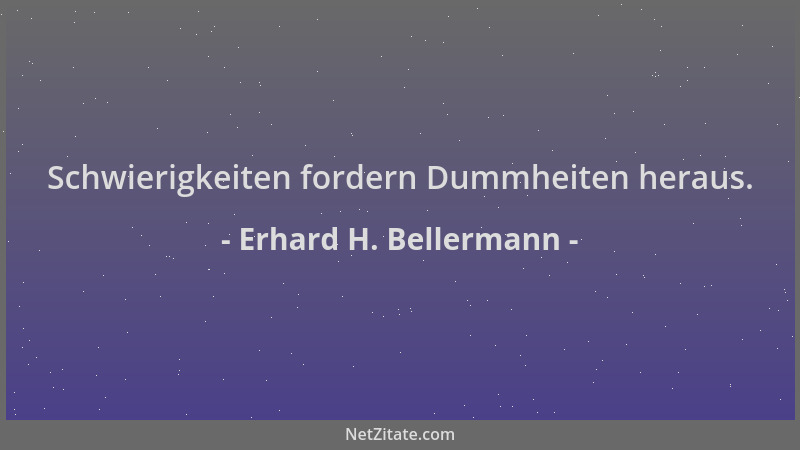 Erhard H. Bellermann - Schwierigkeiten fordern Dummheiten heraus....