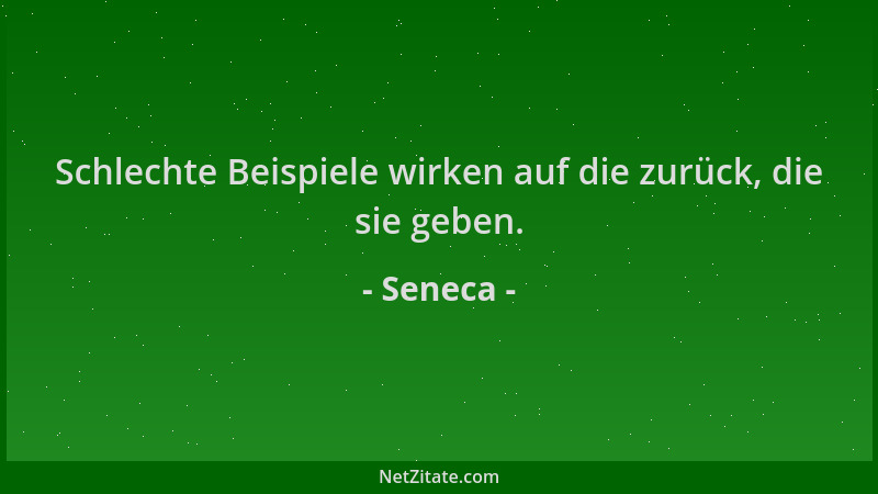 Seneca - Schlechte Beispiele wirken auf die zurück, die sie geben....