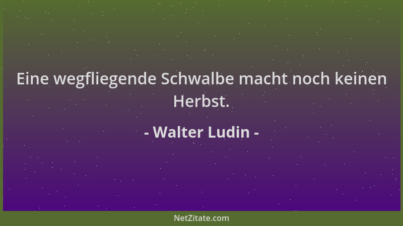 Walter Ludin - Eine wegfliegende Schwalbe macht noch keinen Herbst....