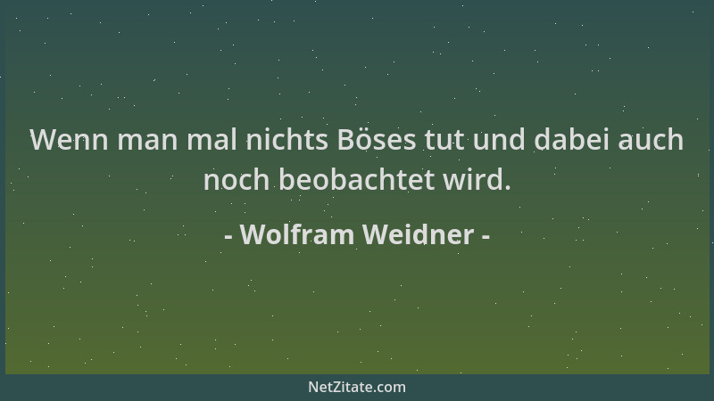 Wolfram Weidner - Wenn man mal nichts Böses tut und dabei auch noch beobachtet wird....