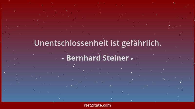 Bernhard Steiner - Unentschlossenheit ist gefährlich....