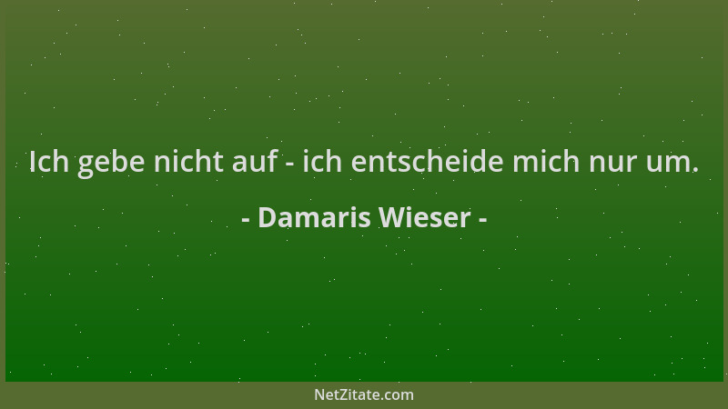 Damaris Wieser - Ich gebe nicht auf - ich entscheide mich nur um....