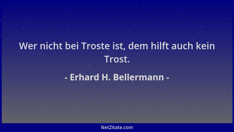 Erhard H. Bellermann - Wer nicht bei Troste ist, dem hilft auch kein Trost....