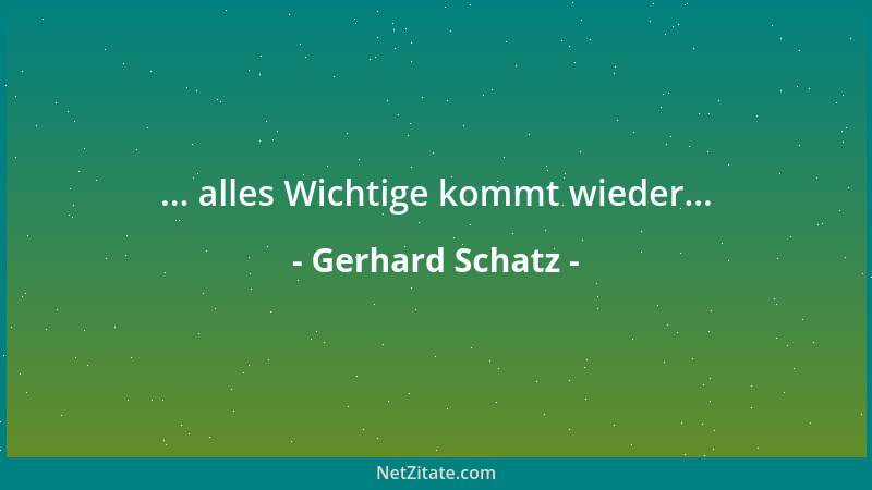 Gerhard Schatz - ... alles Wichtige kommt wieder......