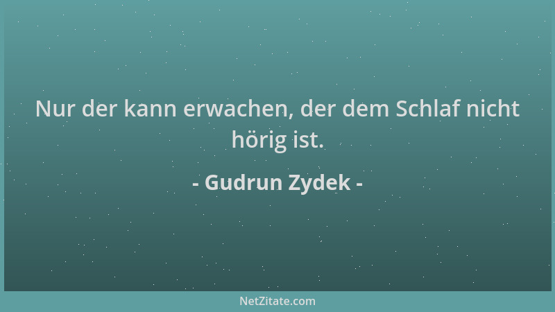 Gudrun Zydek - Nur der kann erwachen, der dem Schlaf nicht hörig ist....