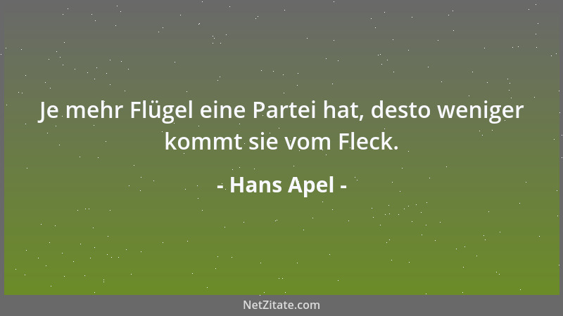 Hans Apel - Je mehr Flügel eine Partei hat, desto weniger kommt sie vom Fleck....