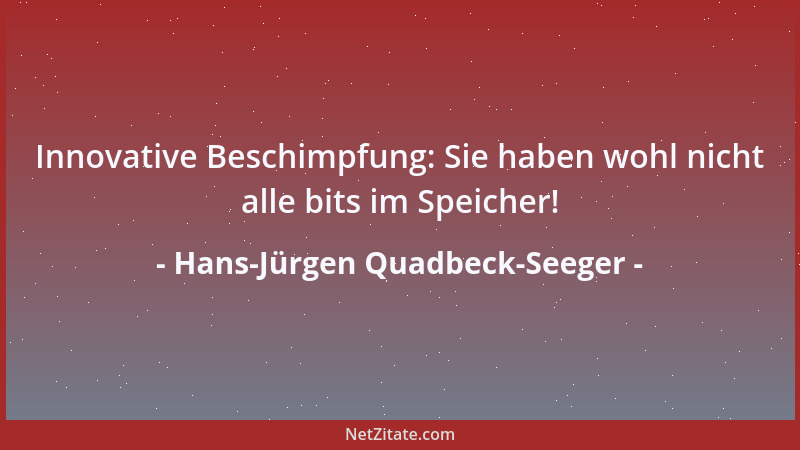 Hans-Jürgen Quadbeck-Seeger - Innovative Beschimpfung: Sie haben wohl nicht alle bits im Speicher!...
