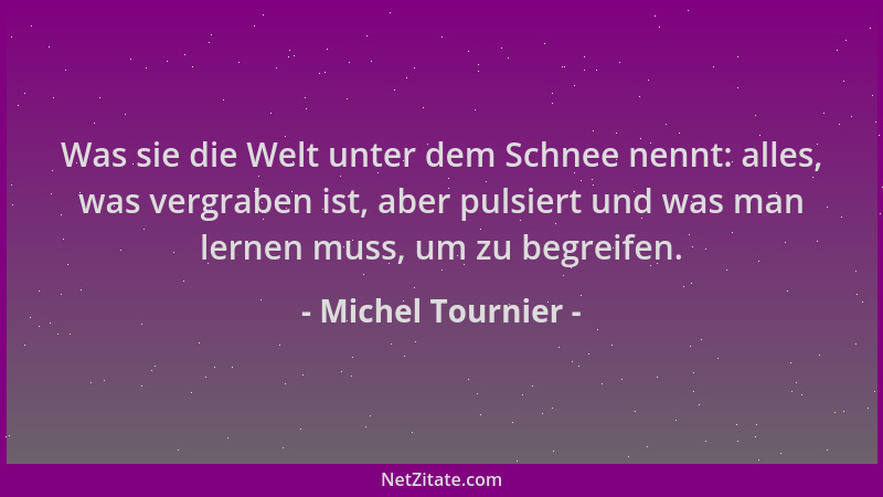 Michel Tournier - Was sie die Welt unter dem Schnee nennt: alles, was vergraben ist, aber pulsiert und was man lernen muss,...