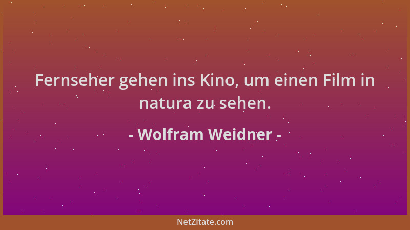 Wolfram Weidner - Fernseher gehen ins Kino, um einen Film in natura zu sehen....