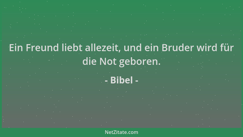 Bibel - Ein Freund liebt allezeit, und ein Bruder wird für die Not geboren....