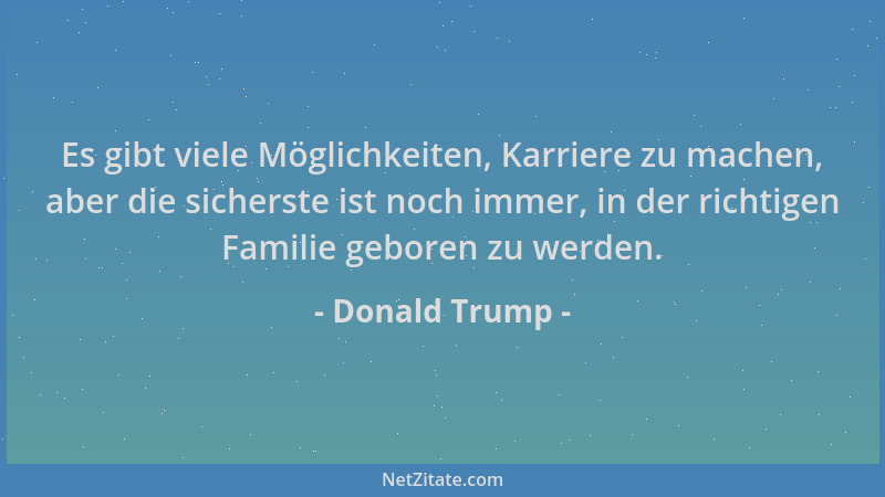 Donald Trump - Es gibt viele Möglichkeiten, Karriere zu machen, aber die sicherste ist noch immer, in der richtigen Familie...