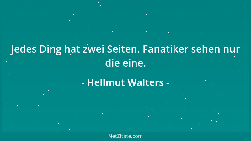 Hellmut Walters - Jedes Ding hat zwei Seiten. Fanatiker sehen nur die eine....