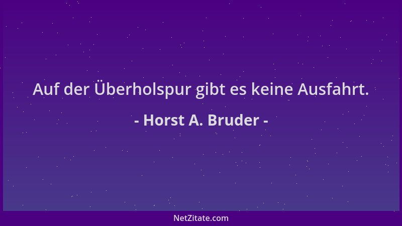 Horst A. Bruder - Auf der Überholspur gibt es keine Ausfahrt....