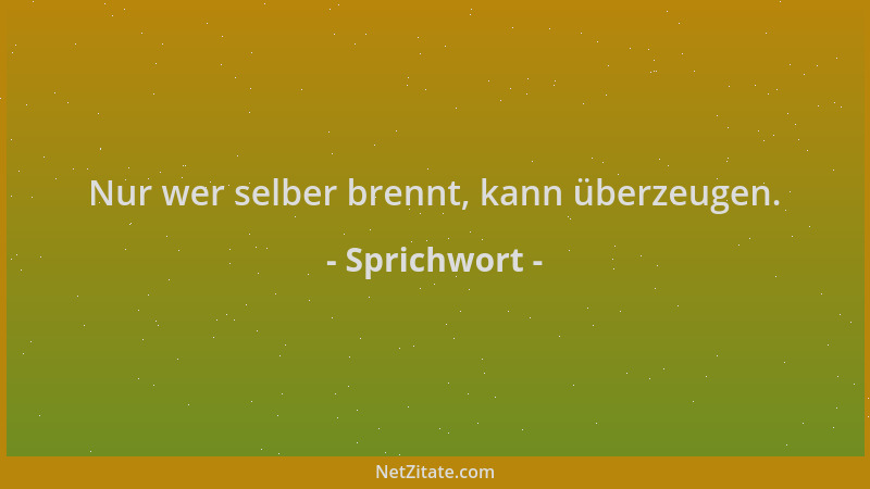 Sprichwort - Nur wer selber brennt, kann überzeugen....