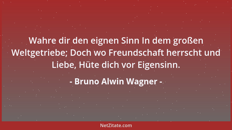 Bruno Alwin Wagner - Im Denken einsam, Im Handeln gemeinsam!...