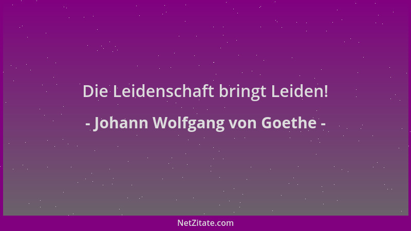 Johann Wolfgang von Goethe - Die Leidenschaft bringt Leiden!...