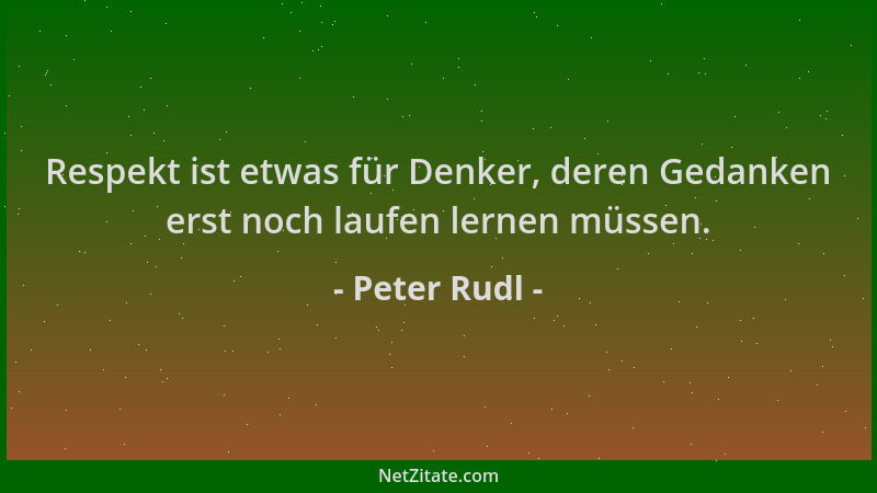 Peter Rudl - Respekt ist etwas für Denker, deren Gedanken erst noch laufen lernen müssen....
