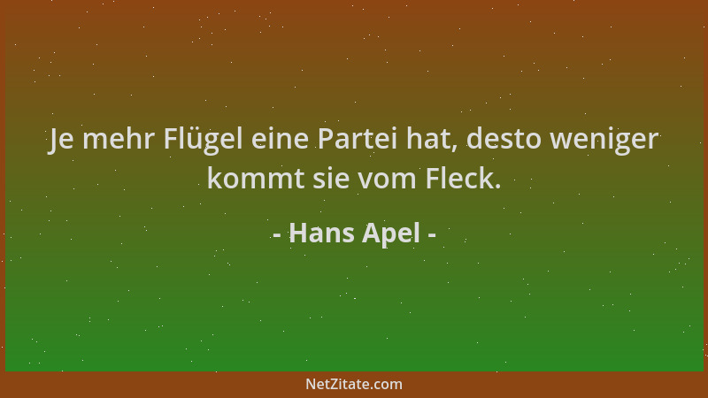 Hans Apel - Je mehr Flügel eine Partei hat, desto weniger kommt sie vom Fleck....