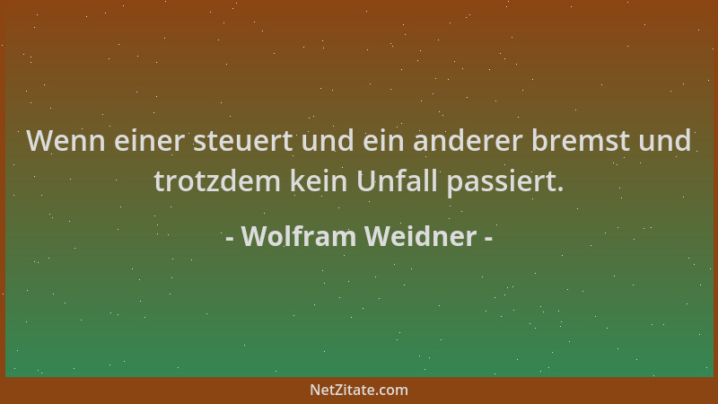 Wolfram Weidner - Wenn einer steuert und ein anderer bremst und trotzdem kein Unfall passiert....
