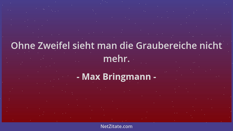 Max Bringmann - Ohne Zweifel sieht man die Graubereiche nicht mehr....