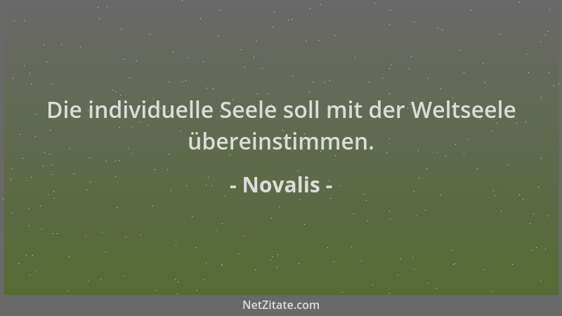 Novalis - Die individuelle Seele soll mit der Weltseele übereinstimmen....