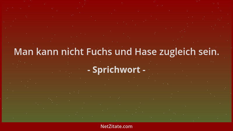Sprichwort - Man kann nicht Fuchs und Hase zugleich sein....