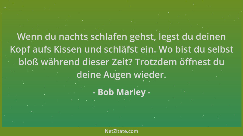 Bob Marley - Wenn du nachts schlafen gehst, legst du deinen Kopf aufs Kissen und schläfst ein. Wo bist du selbst bloß währe...