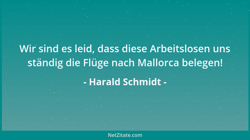 Harald Schmidt - Wir sind es leid, dass diese Arbeitslosen uns ständig die Flüge nach Mallorca belegen!...