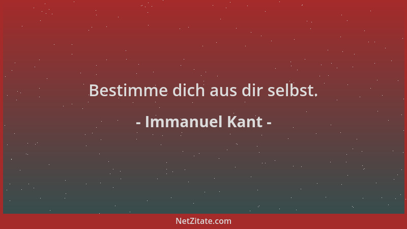 Immanuel Kant - Bestimme dich aus dir selbst....