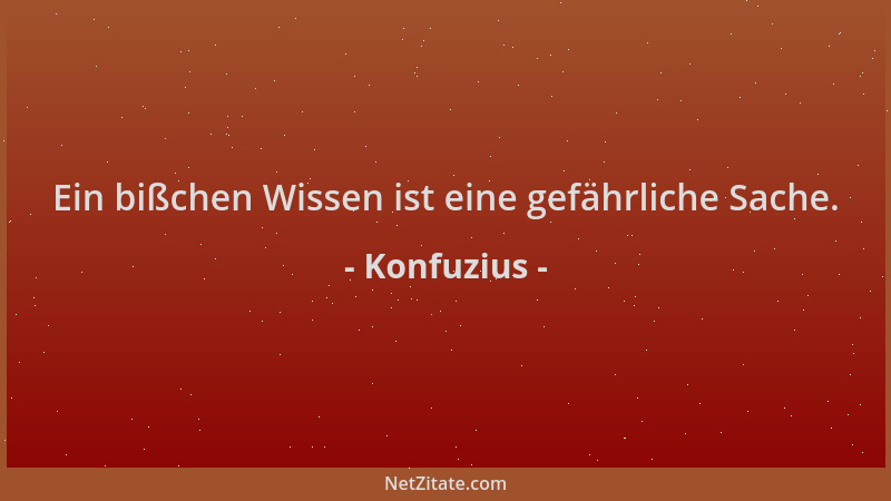 Konfuzius - Ein bißchen Wissen ist eine gefährliche Sache....