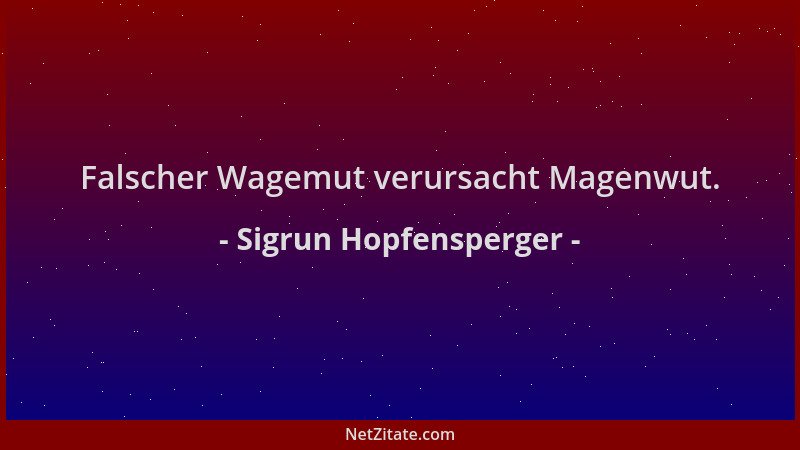 Sigrun Hopfensperger - Falscher Wagemut verursacht Magenwut....