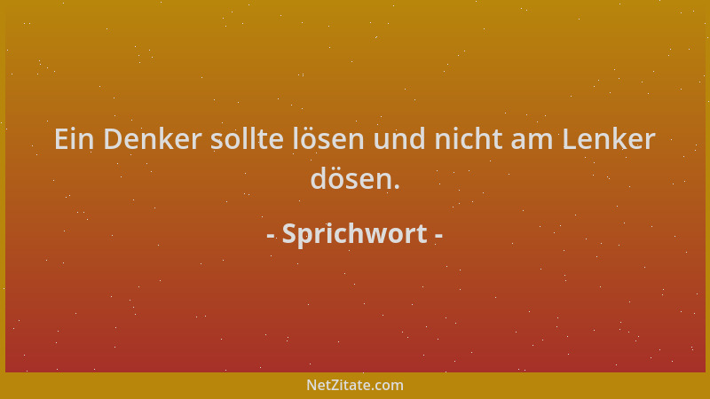 Sprichwort - Ein Denker sollte lösen und nicht am Lenker dösen....
