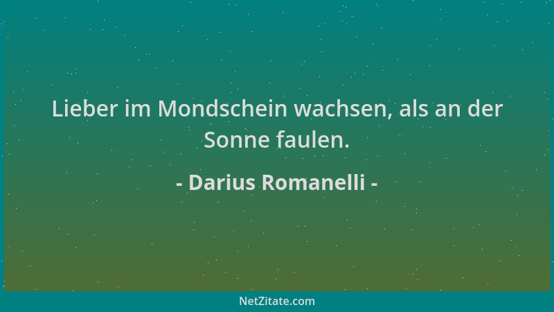 Darius Romanelli - Lieber im Mondschein wachsen, als an der Sonne faulen....