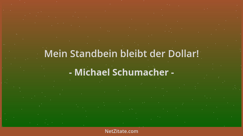 Michael Schumacher - Mein Standbein bleibt der Dollar!...