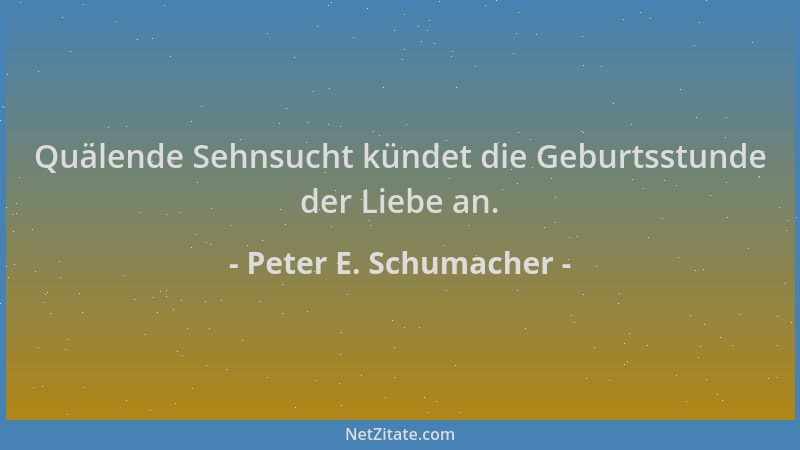 Peter E. Schumacher - Quälende Sehnsucht kündet die Geburtsstunde der Liebe an....