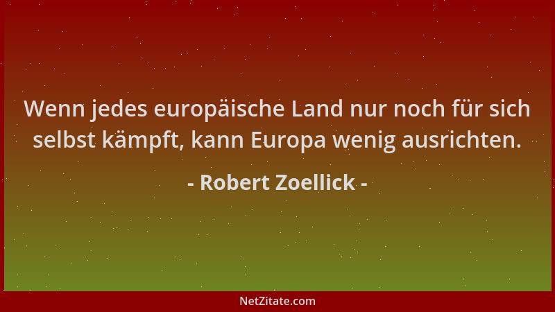 Robert Zoellick - Wenn jedes europäische Land nur noch für sich selbst kämpft, kann Europa wenig ausrichten....