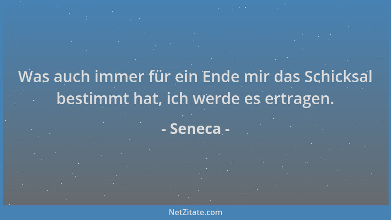 Seneca - Was auch immer für ein Ende mir das Schicksal bestimmt hat, ich werde es ertragen....