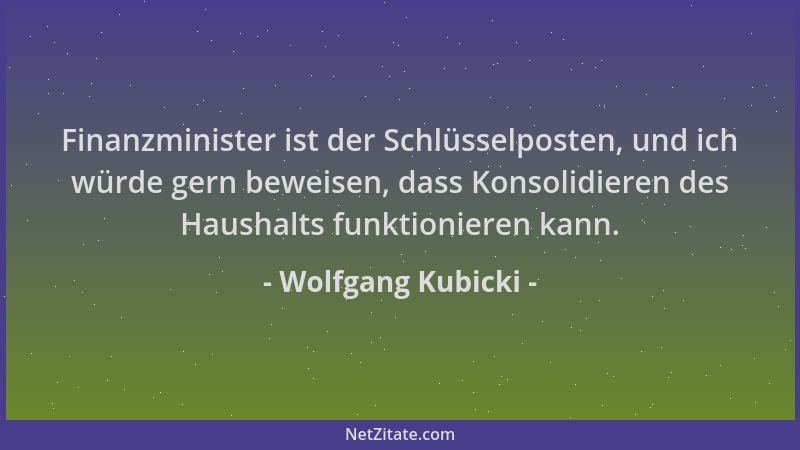 Wolfgang Kubicki - Finanzminister ist der Schlüsselposten, und ich würde gern beweisen, dass Konsolidieren des Haushalts fu...