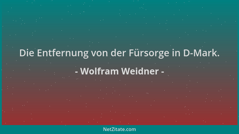 Wolfram Weidner - Die Entfernung von der Fürsorge in D-Mark....
