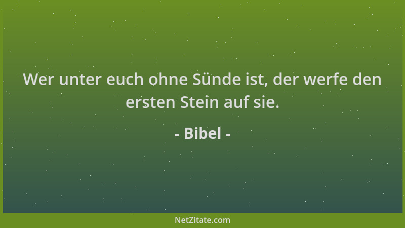 Bibel - Wer unter euch ohne Sünde ist, der werfe den ersten Stein auf sie....