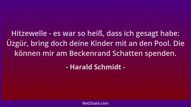 Harald Schmidt - Hitzewelle - es war so heiß, dass ich gesagt habe: Üzgür, bring doch deine Kinder mit an den Pool. Die kön...