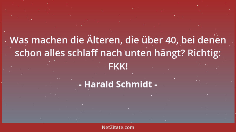 Harald Schmidt - Was machen die Älteren, die über 40, bei denen schon alles schlaff nach unten hängt? Richtig: FKK!...