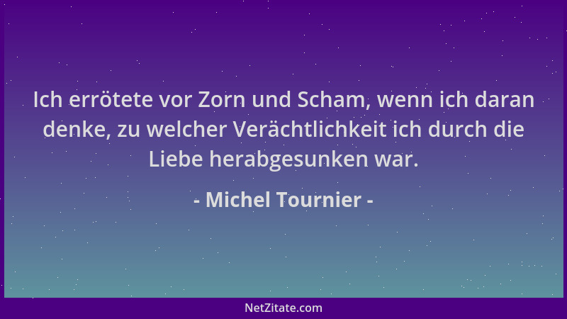 Michel Tournier - Ich errötete vor Zorn und Scham, wenn ich daran denke, zu welcher Verächtlichkeit ich durch die Liebe her...