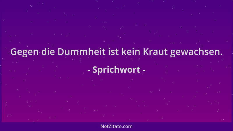 Sprichwort - Gegen die Dummheit ist kein Kraut gewachsen....