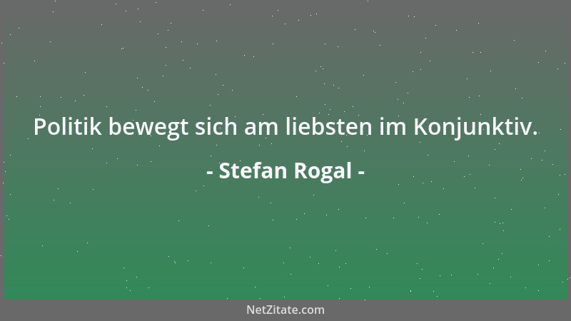 Stefan Rogal - Politik bewegt sich am liebsten im Konjunktiv....