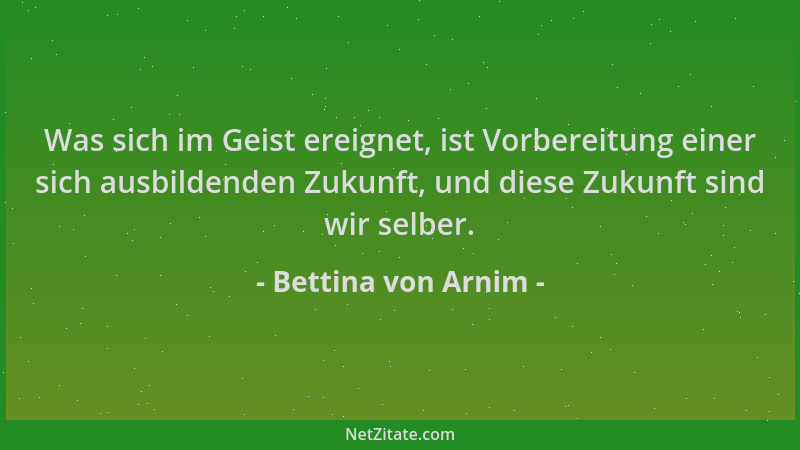 Bettina von Arnim - Was sich im Geist ereignet, ist Vorbereitung einer sich ausbildenden Zukunft, und diese Zukunft sind wi...