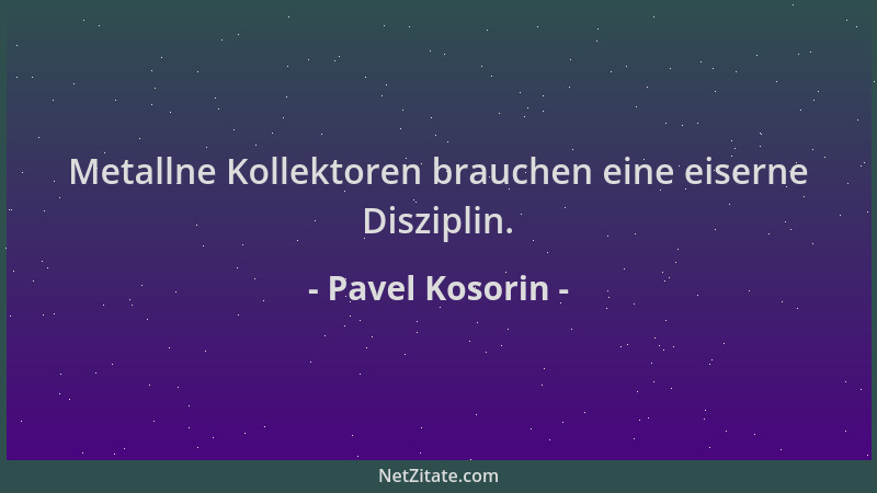 Pavel Kosorin - Metallne Kollektoren brauchen eine eiserne Disziplin....
