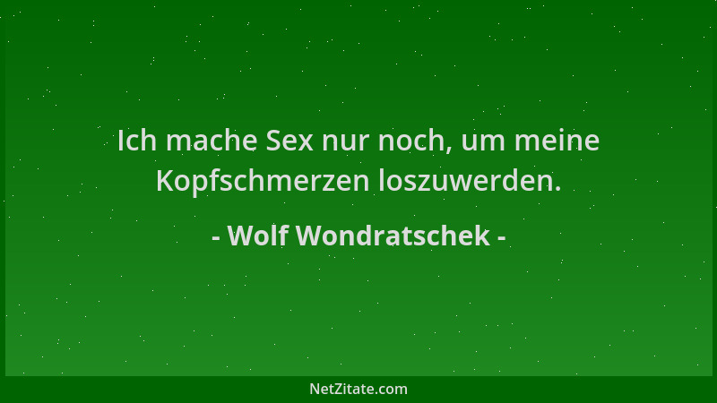 Wolf Wondratschek - Ich mache Sex nur noch, um meine Kopfschmerzen loszuwerden....