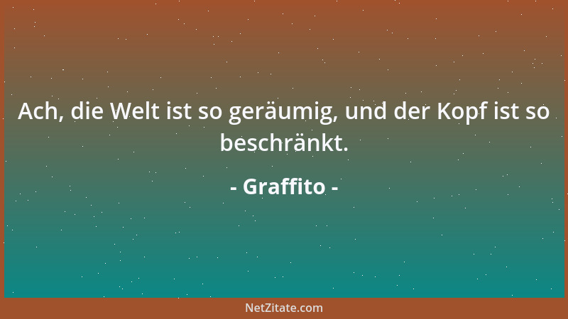 Graffito - Ach, die Welt ist so geräumig, und der Kopf ist so beschränkt....