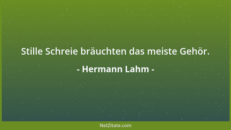 Hermann Lahm - Stille Schreie bräuchten das meiste Gehör....